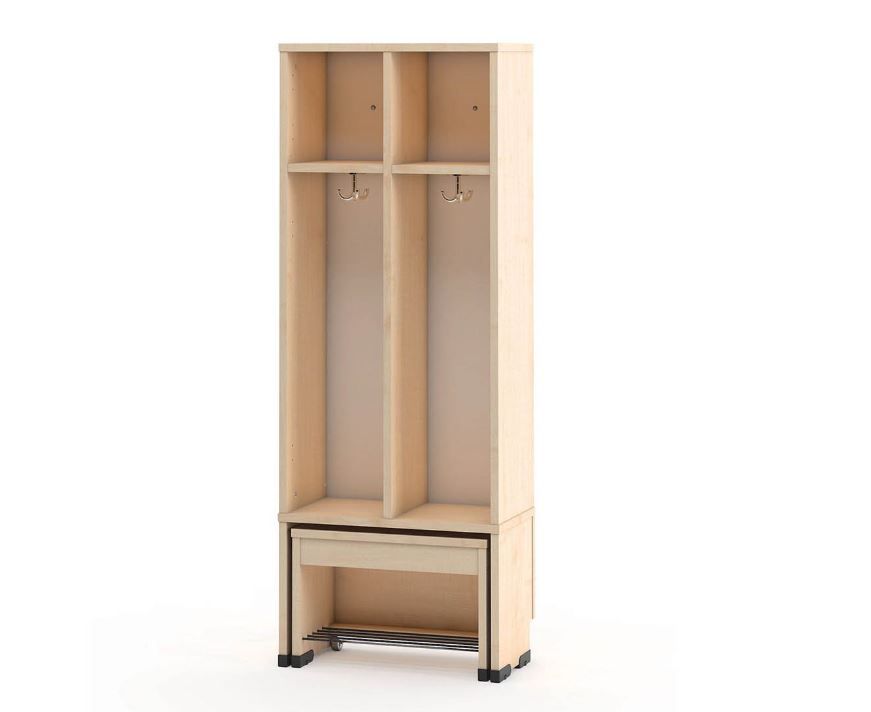 2-Cubby Cloakroom with Rolling Bench Seat by NOVUM