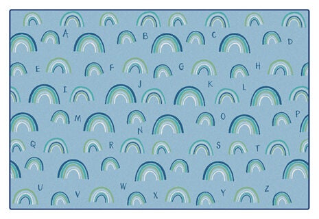 KIDSoft Rainbows Literacy Blue Classroom Rug, view 3