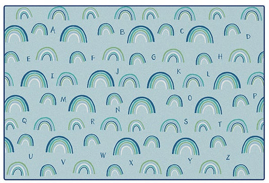 KIDSoft Rainbows Literacy Blue Classroom Rug