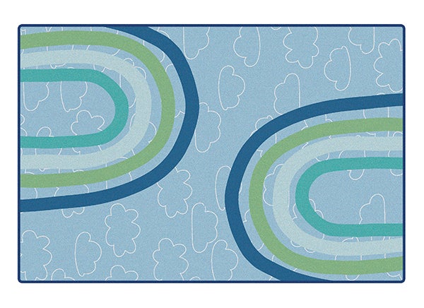 Large Rainbows Blue Classroom Rug, view 2