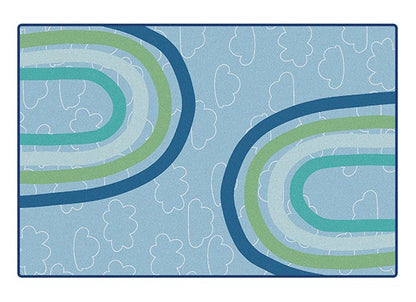 Large Rainbows Blue Classroom Rug, view 2