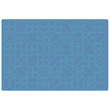 Scandinavian Doodle Large 2-Tone Blue Classroom Rug