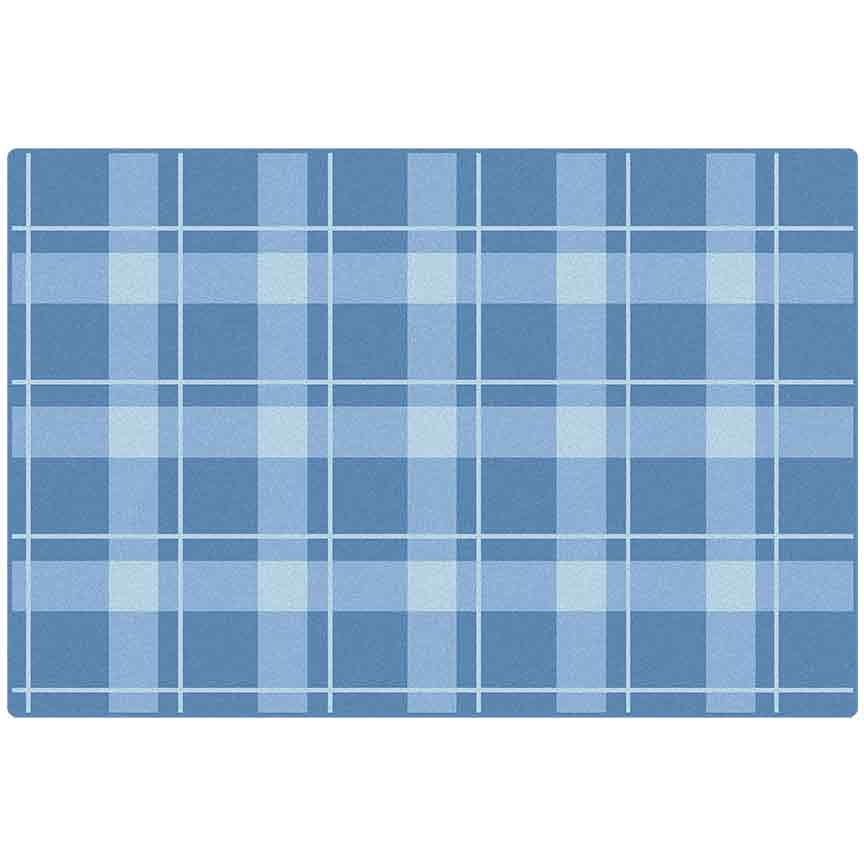 Blue Plaid Classroom Rug