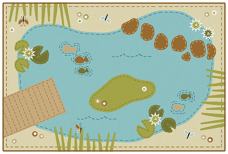 Tranquil Pond Nature Colors Classroom Rug, view 3