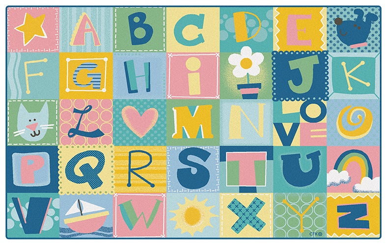 KIDSoft Toddler Alphabet Blocks Tranquil Classroom Rug