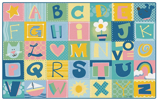 KIDSoft Toddler Alphabet Blocks Tranquil Classroom Rug