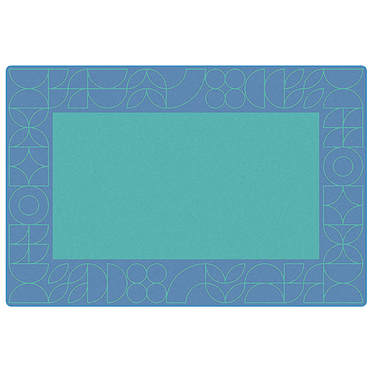 Scandinavian Doodle Border Blue Classroom Rug