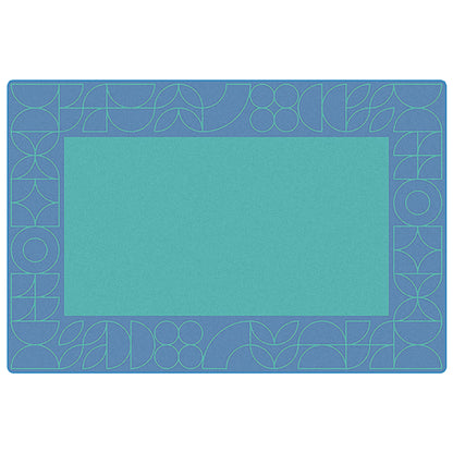 Scandinavian Doodle Border Blue Classroom Rug
