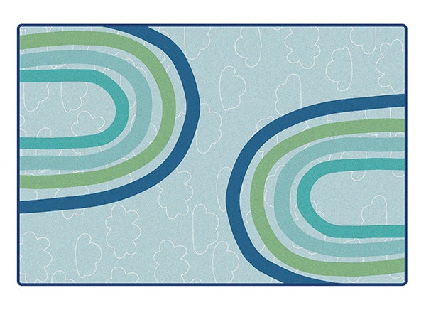 Large Rainbows Blue Classroom Rug