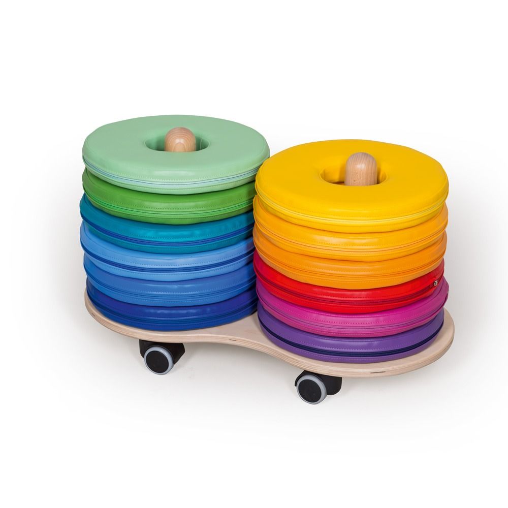 Rolling Trolley with 12 Donut Floor Cushions by NOVUM