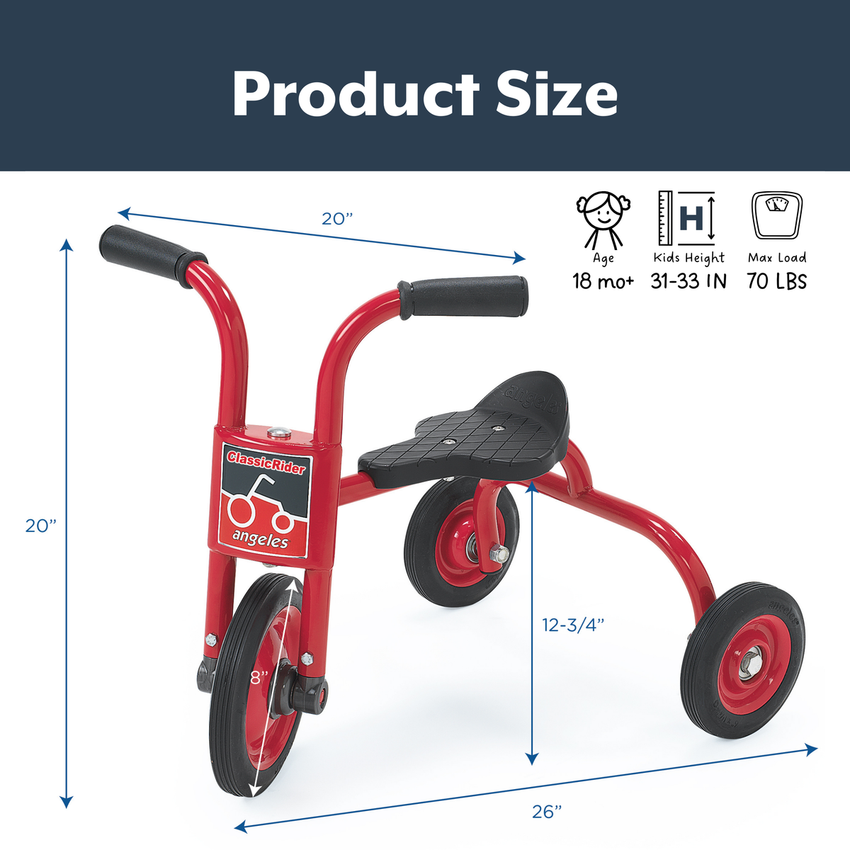 8" No-Pedal Push Trike for Beginners, view 2