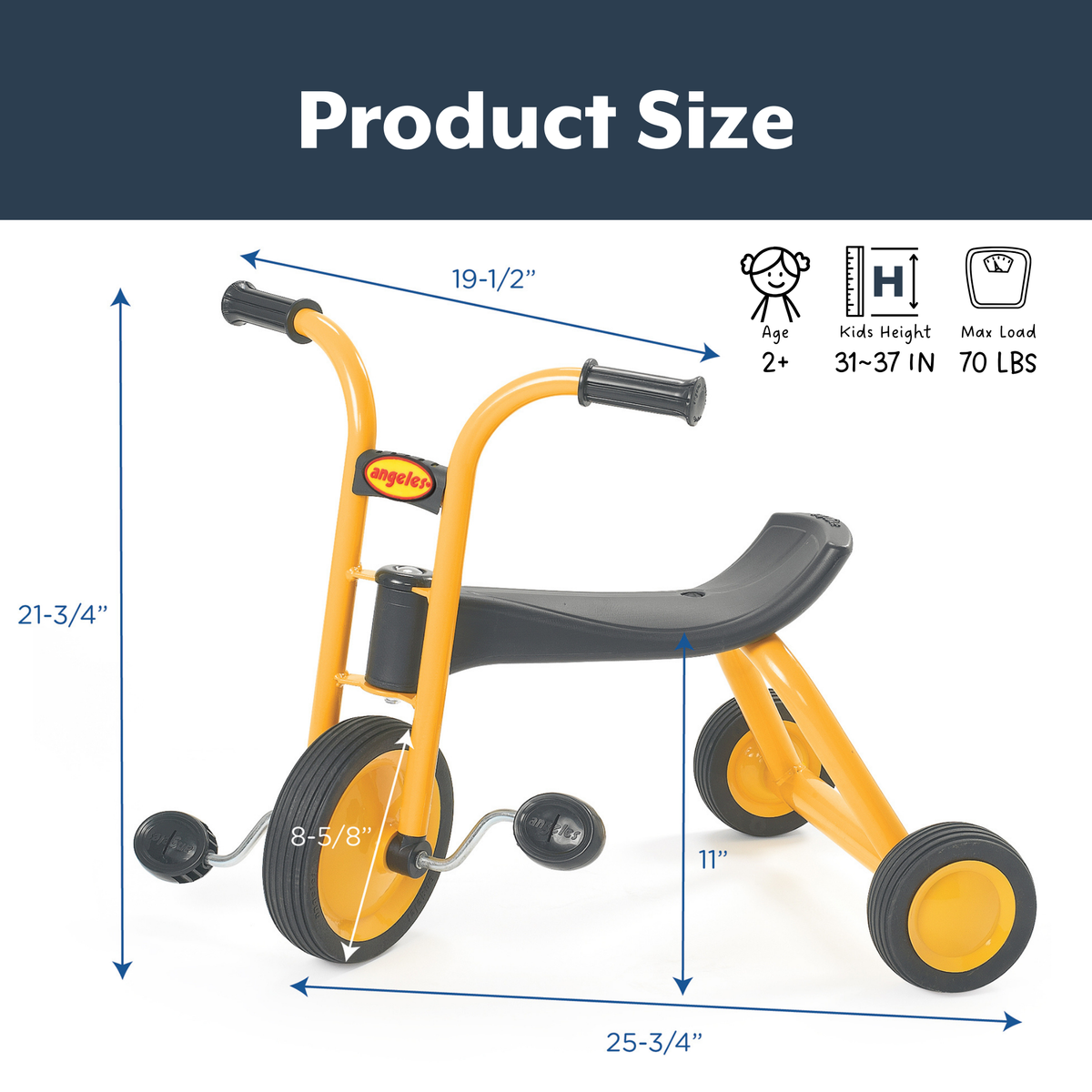 Yellow Steel Preschool Tricycle, view 2