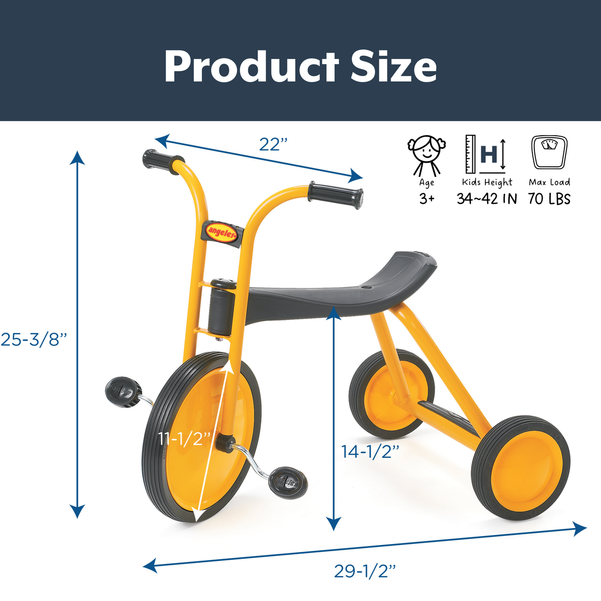 Yellow Steel Preschool Tricycle, view 10