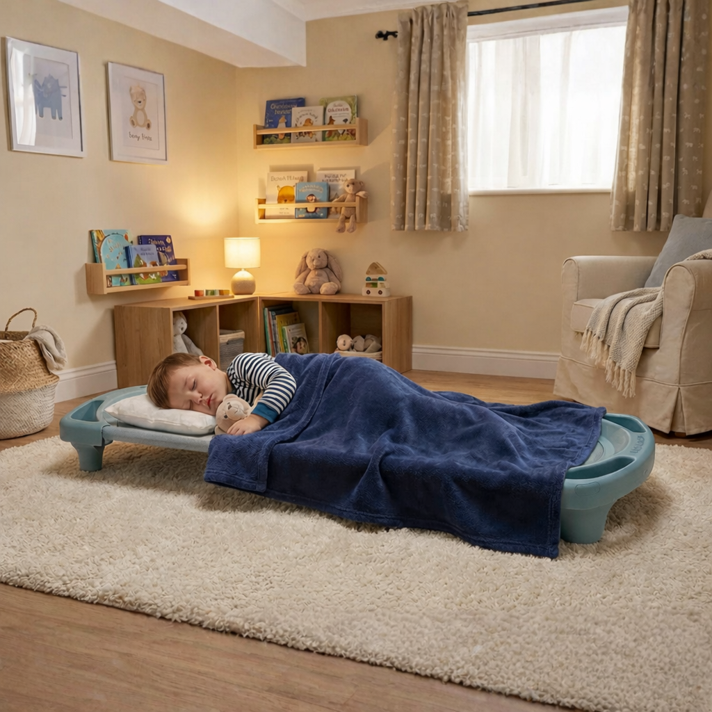 Vertical-Stacking Daycare Nap Cot with Enclosed Ends, view 7
