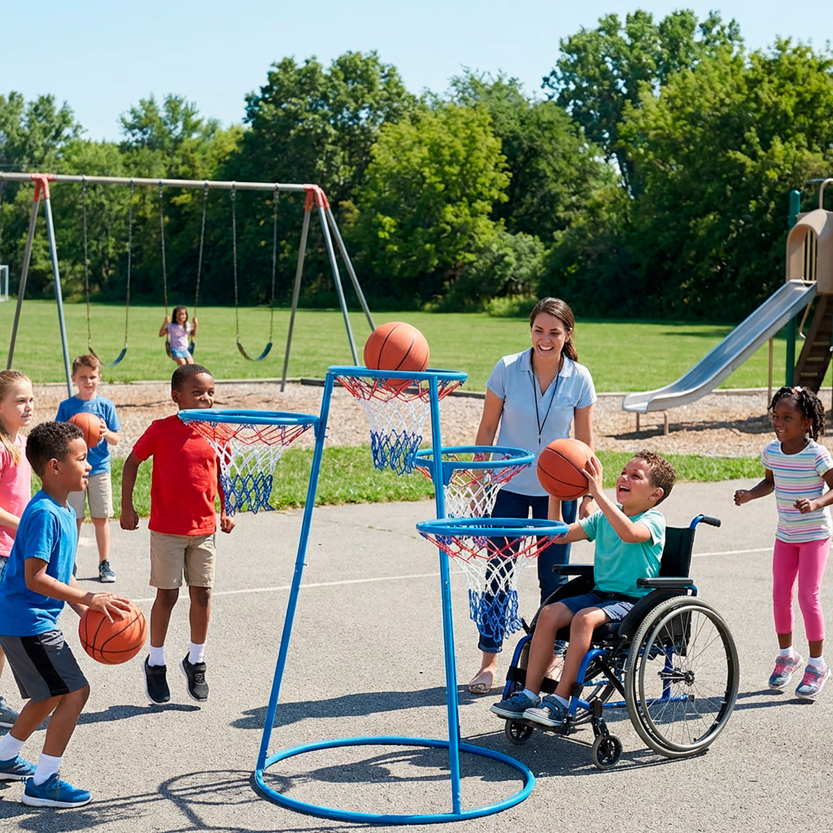 4-Hoop Toddler Basketball Stand with Storage Bag