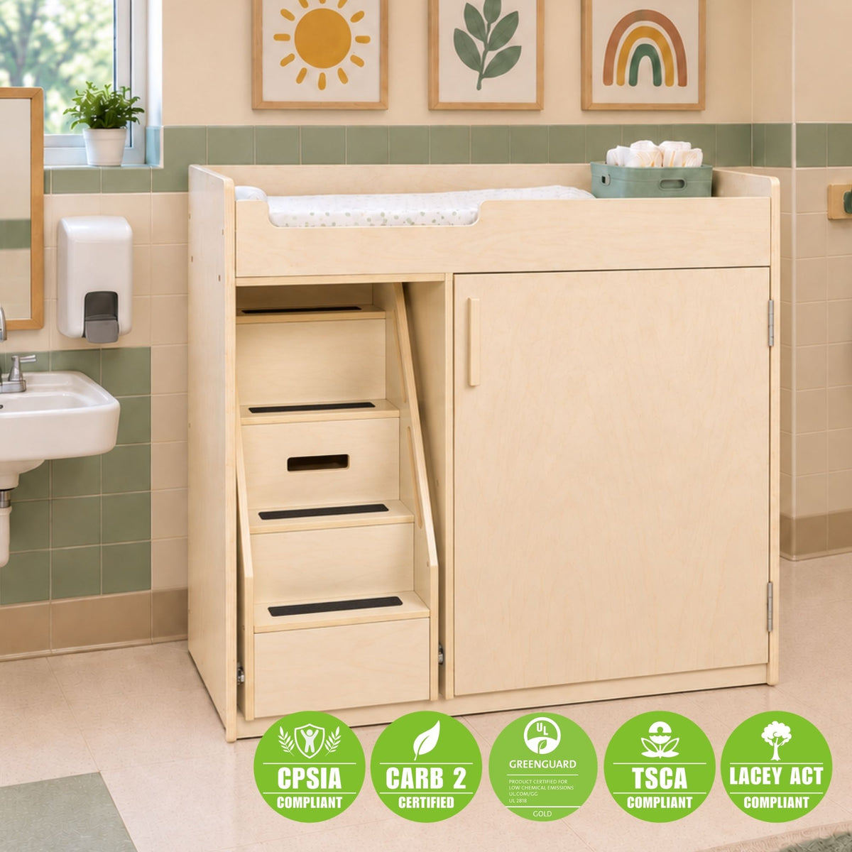Toddler Changing Table with Stairs – Assembled, view 6