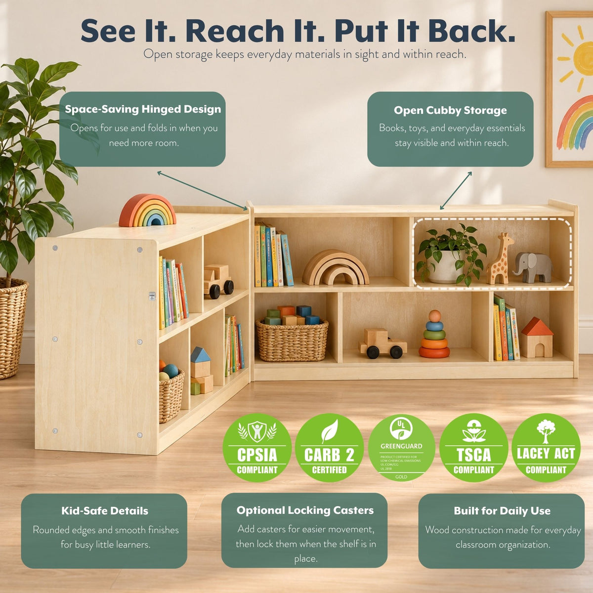 Mobile 24" H 2-Shelf Fold-and-Lock Storage Unit, view 4