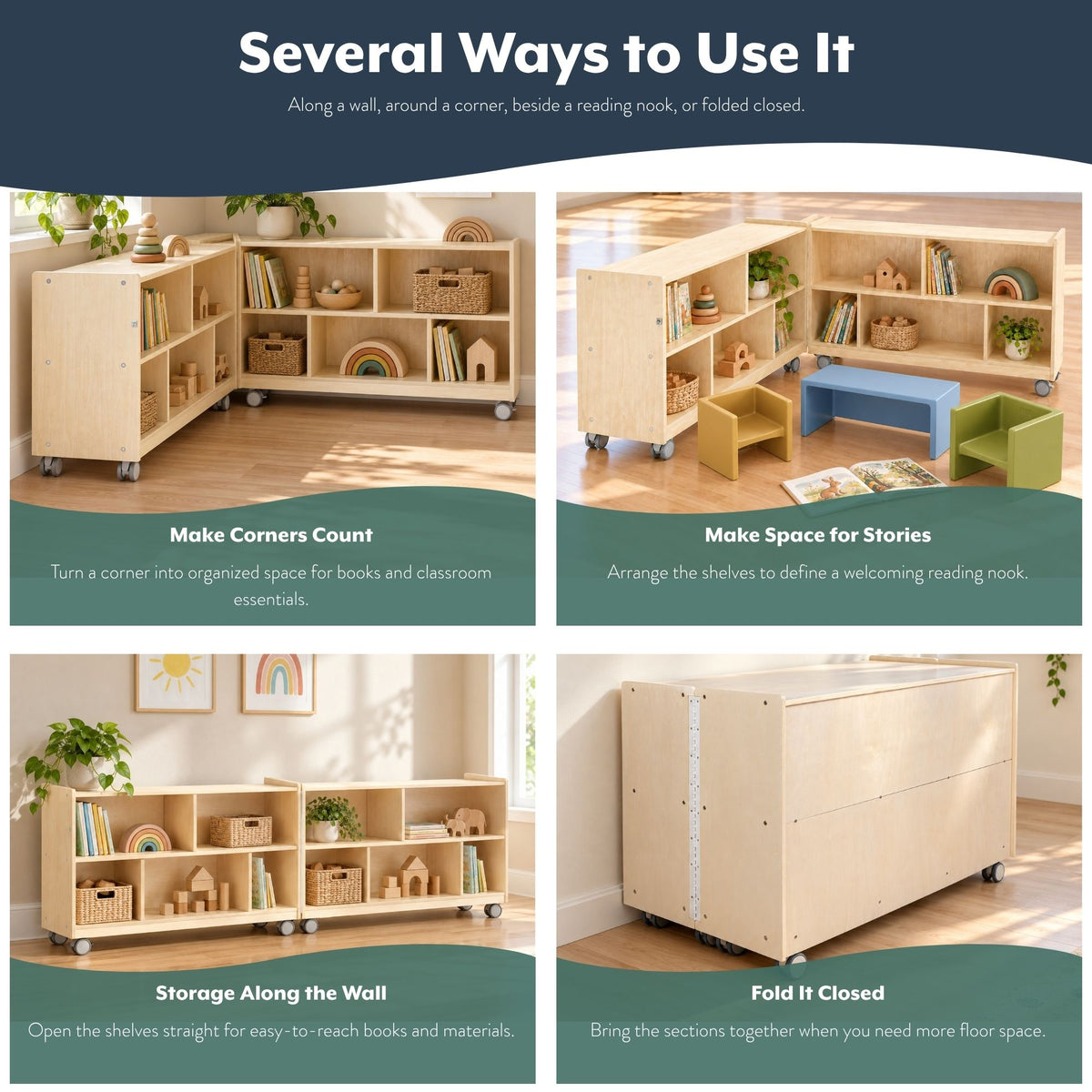 Mobile 24" H 2-Shelf Fold-and-Lock Storage Unit, view 5