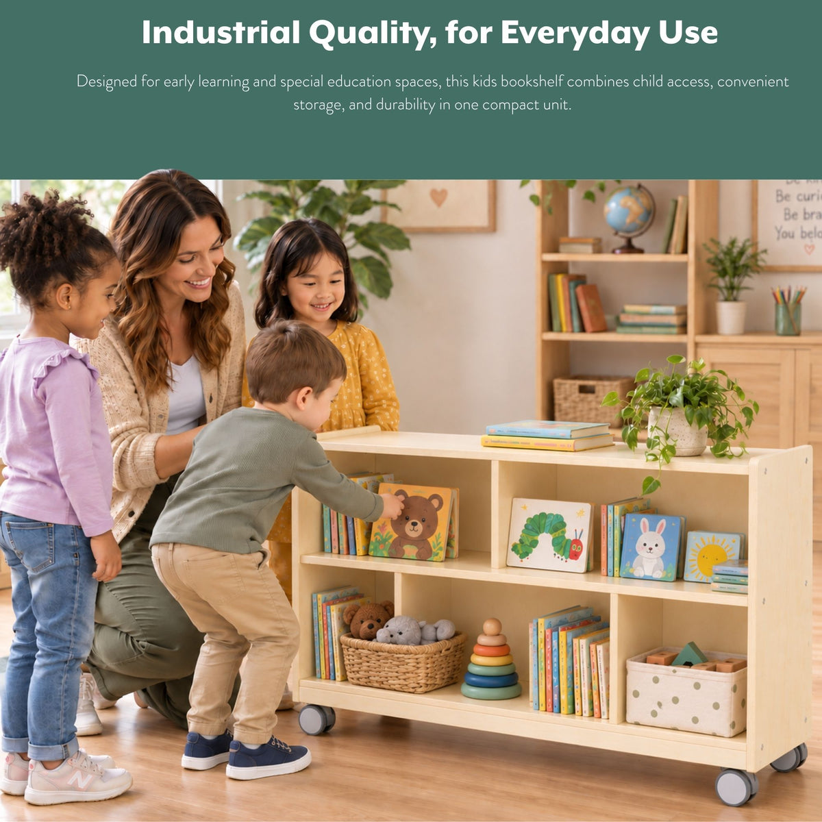 Mobile 24" H Single 2-Shelf Toddler Storage Unit, view 4