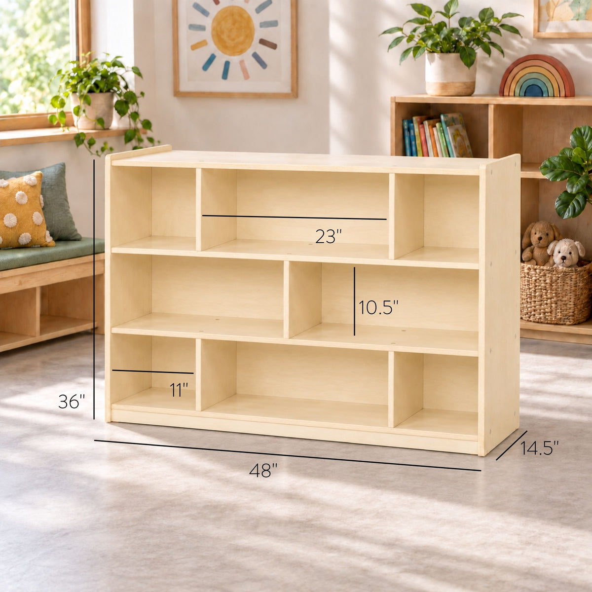 Mobile 36" H 3-Shelf Classroom Storage Unit - Assembled, view 2