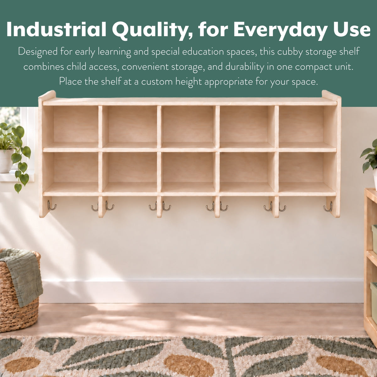10-Section Wall Locker with Coat Hooks, Assembled, view 3