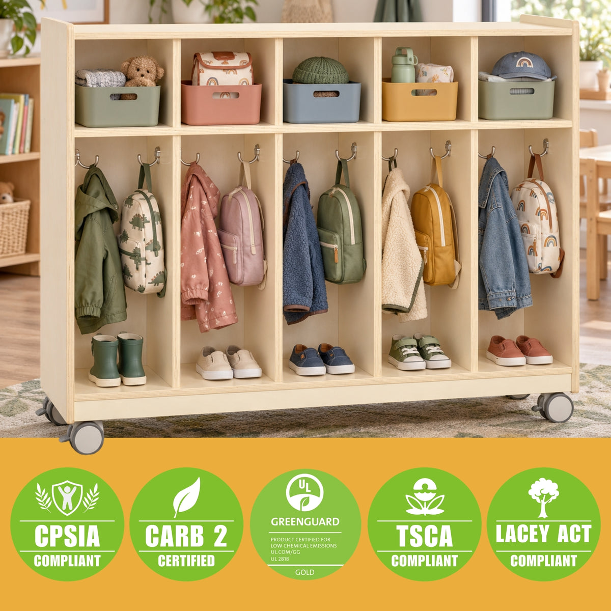 Mobile Toddler 5-Section Locker, view 4