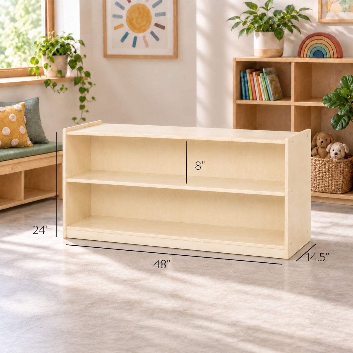 Mobile 24" H 2-Shelf Classroom Storage Unit, view 2