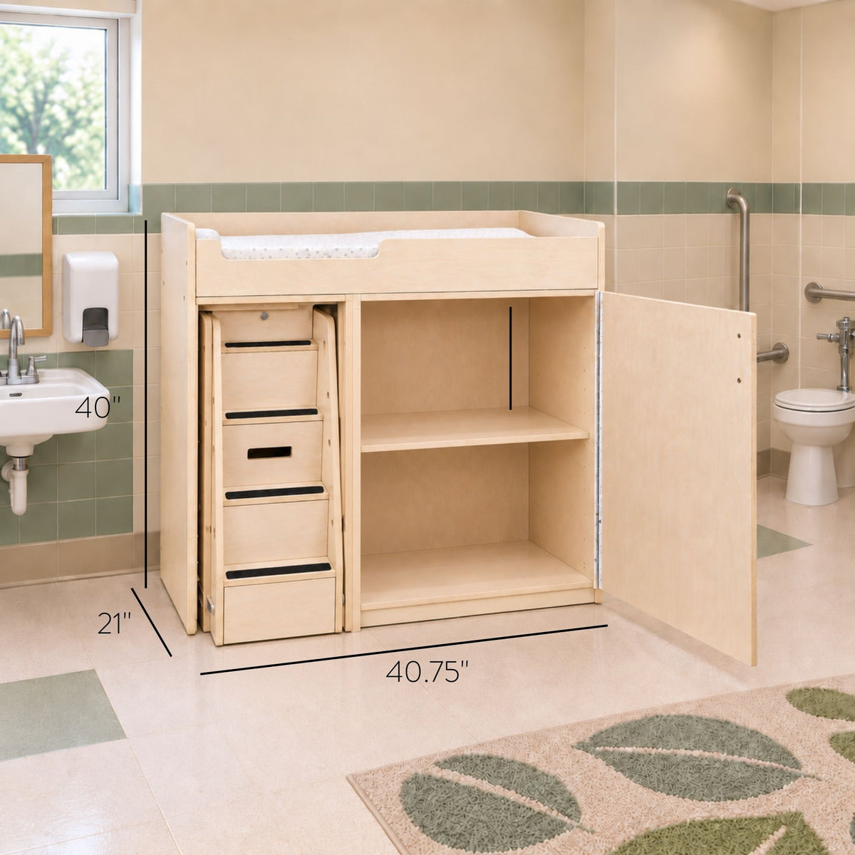 Toddler Changing Table with Stairs – Assembled, view 2