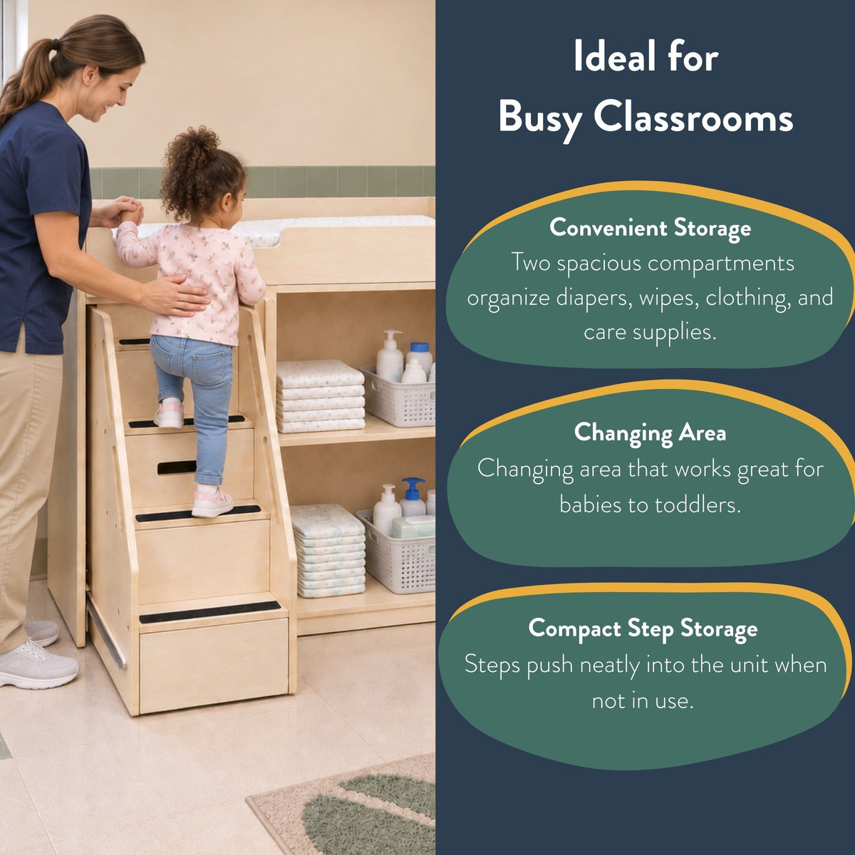 Toddler Changing Table with Stairs – Assembled, view 5