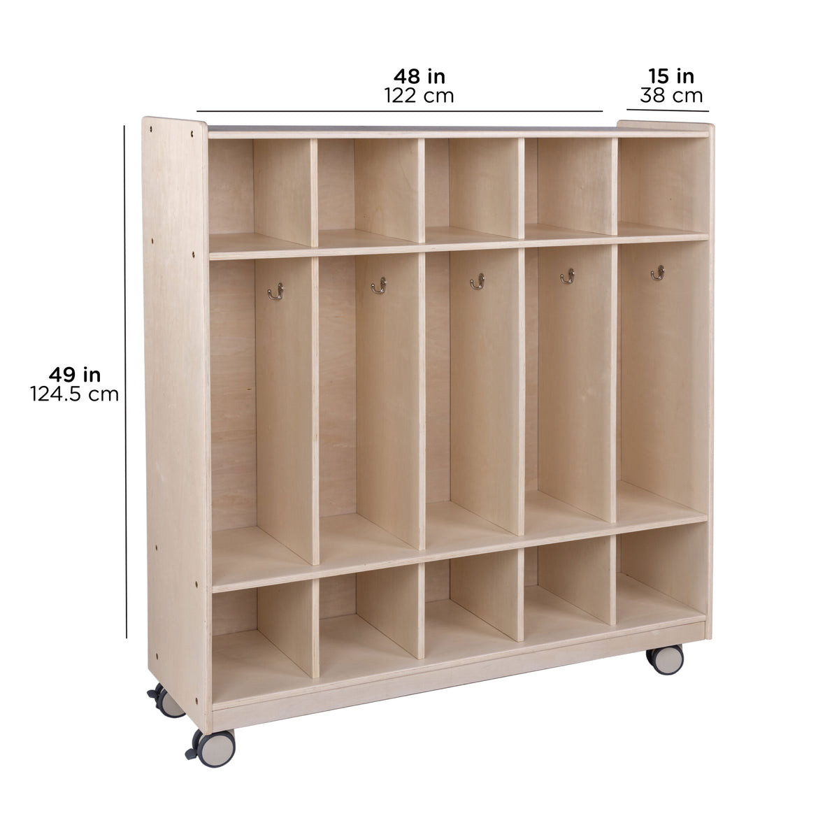 Mobile 5-Section Locker with Shoe Storage, Assembled, view 2