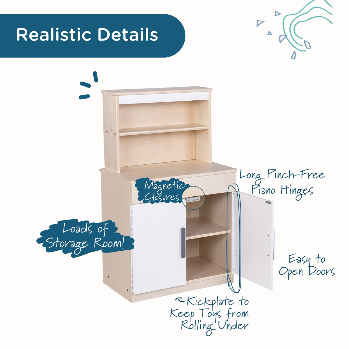 White Wooden Play Kitchen Hutch, view 9