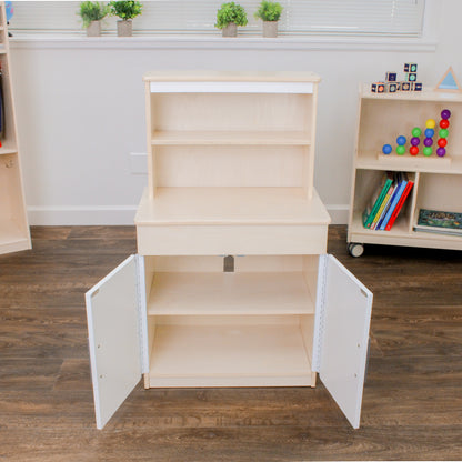 White Wooden Play Kitchen Hutch – Ready to Assemble
