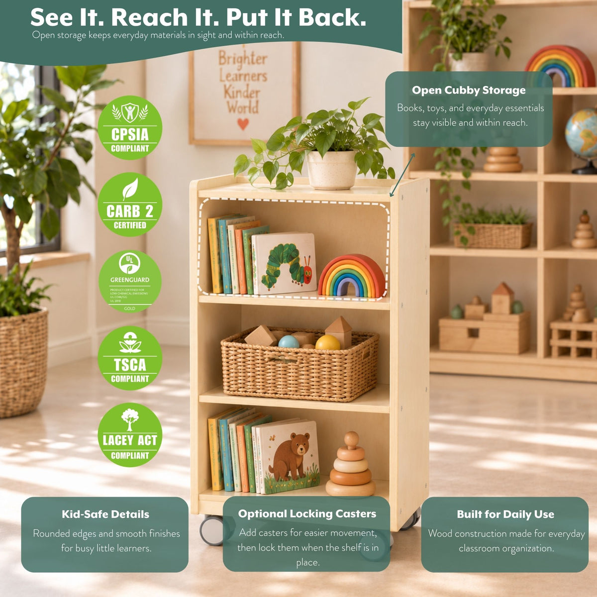 36" H 3-Shelf Classroom Storage Unit, view 3