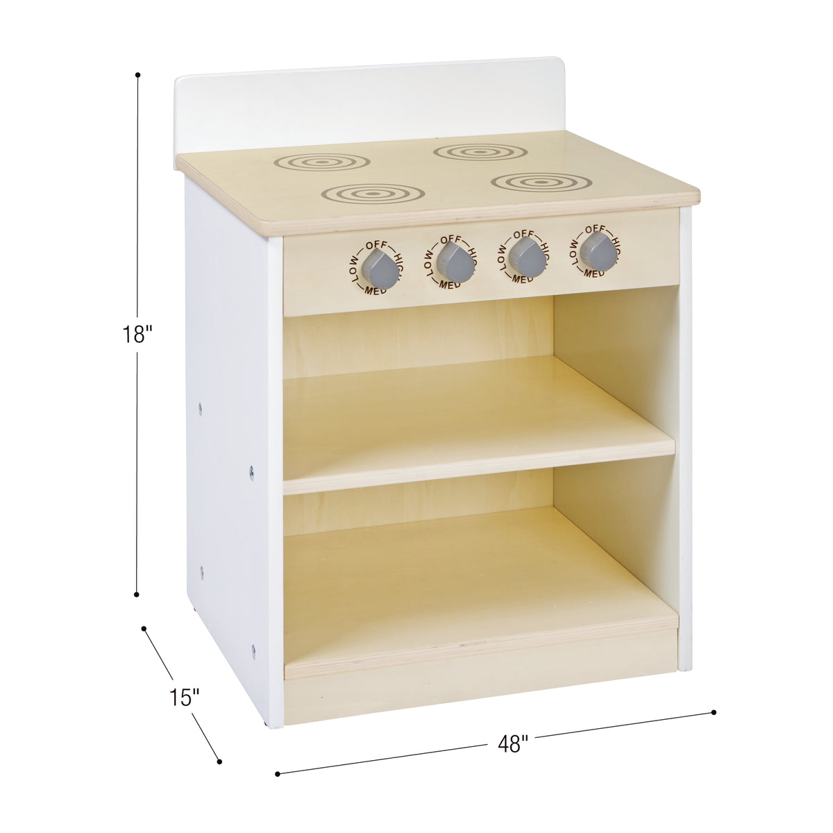 White Wooden Toddler Play Stove, view 2