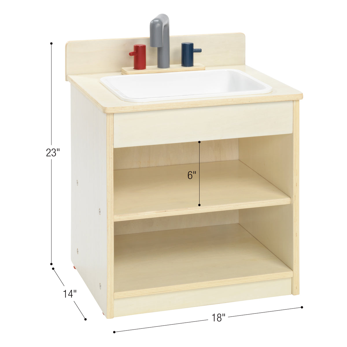 White Wooden Toddler Play Sink, view 2