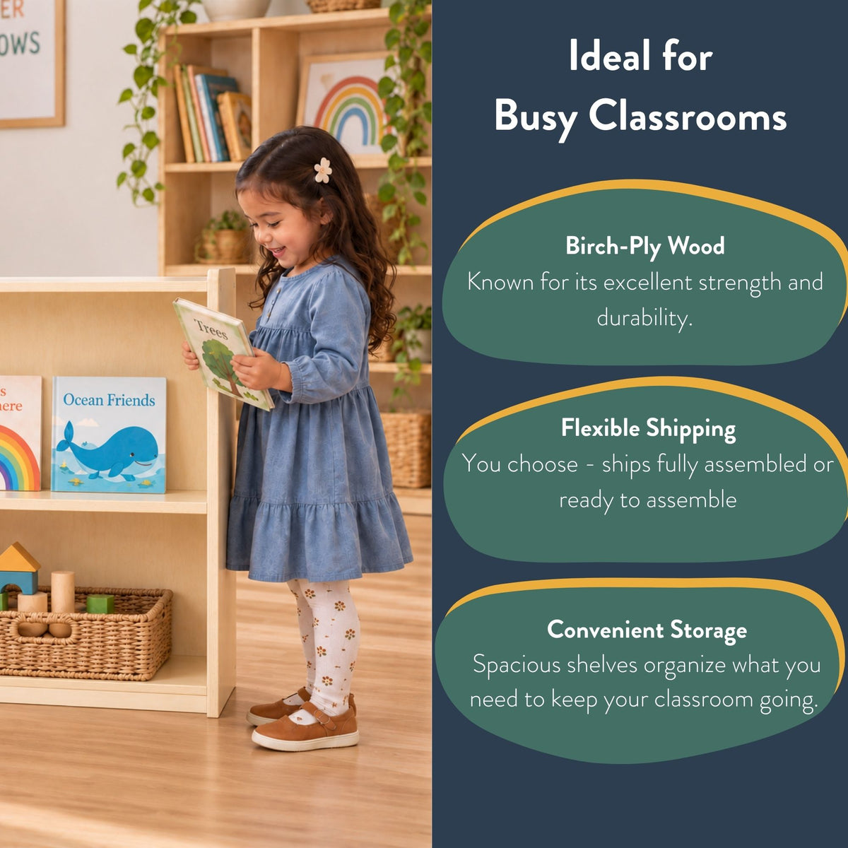 Mobile 36" H 2-Shelf Classroom Storage Unit, view 5