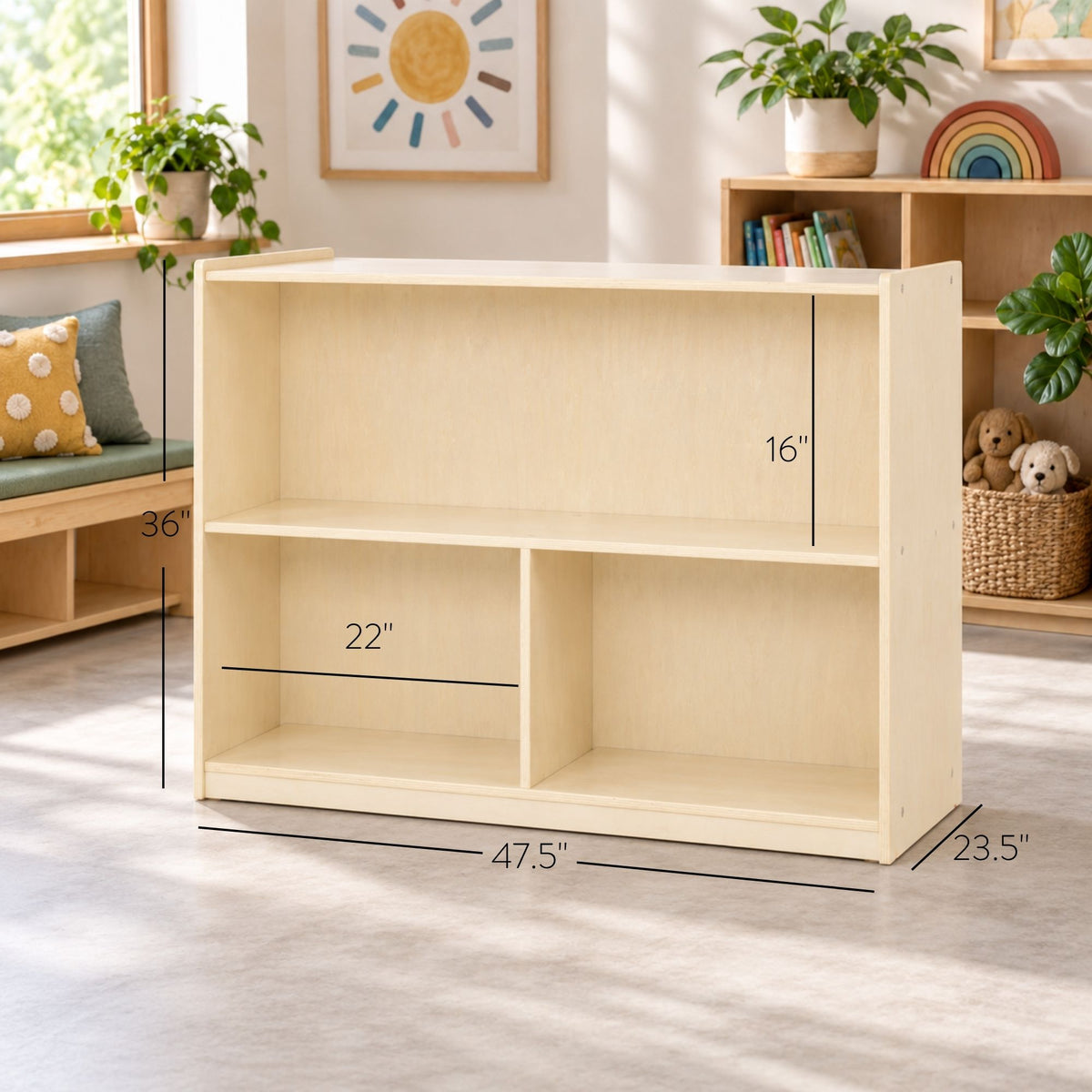 Mobile 36" H 2-Shelf Classroom Storage Unit, view 2