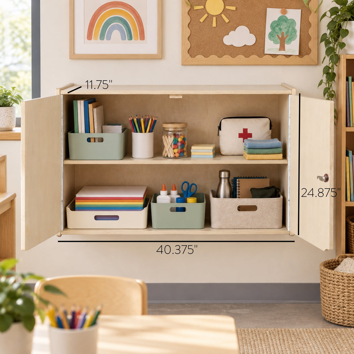 Locking Wall-Mounted Classroom Storage Cabinet, view 2