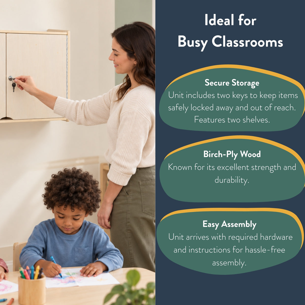 Locking Wall-Mounted Classroom Storage Cabinet, view 4