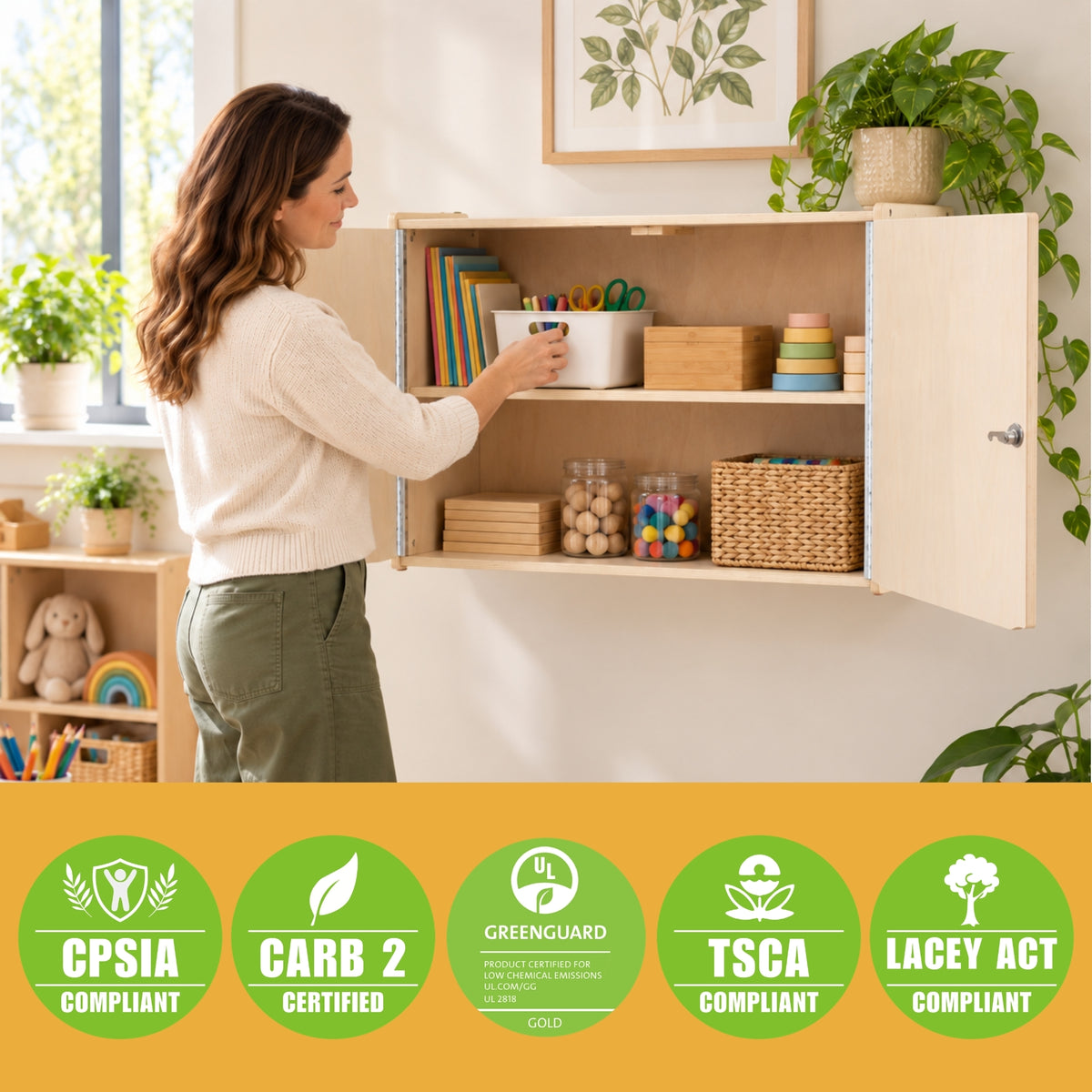 Locking Wall-Mounted Classroom Storage Cabinet, view 5