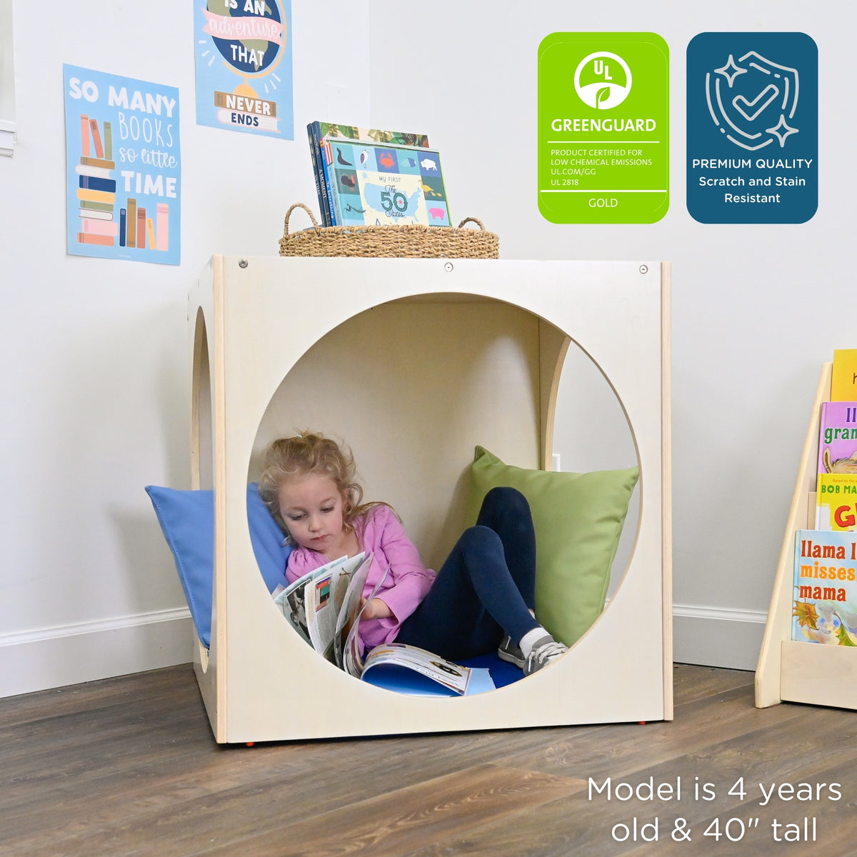 Birch Plywood Reading Cube Nook with Mat, view 3