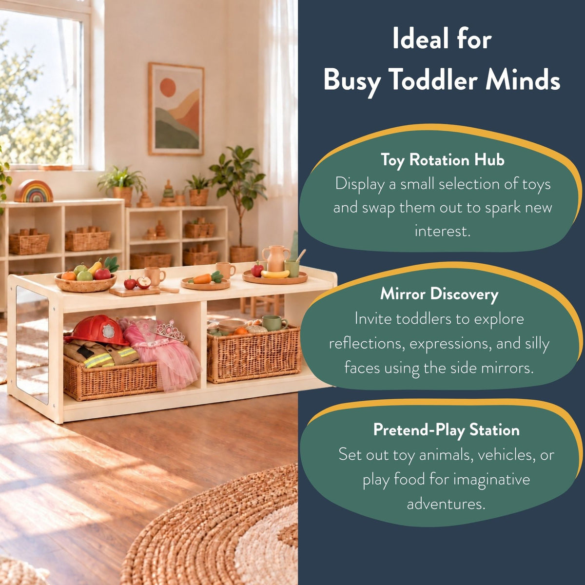 Mobile 18" H Toddler Storage Center with Mirror, view 5