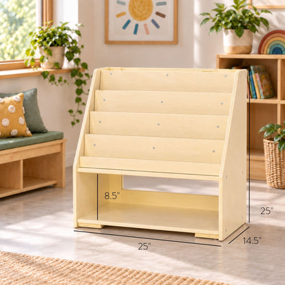 Reversible 4-Shelf Mobile Book Display with Storage, view 2