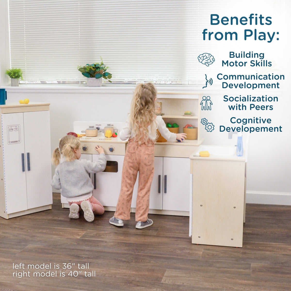 4-Piece Wooden Play Kitchen Set with Hutch, view 7