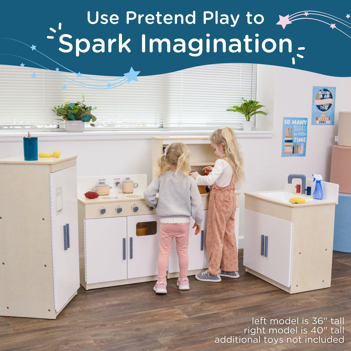 4-Piece Wooden Play Kitchen Set with Hutch, view 5