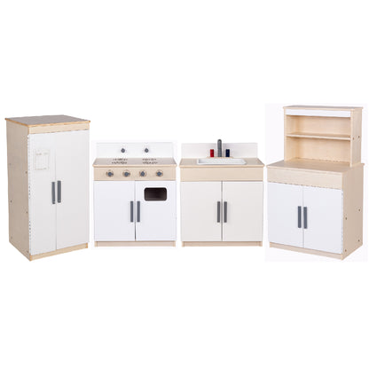 4-Piece Wooden Play Kitchen Set with Hutch, view 2