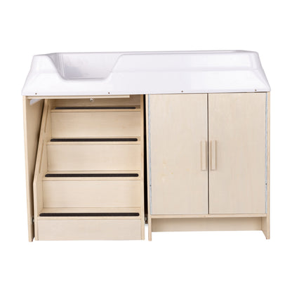 Infant Changing Table with Stairs and Storage Cabinets