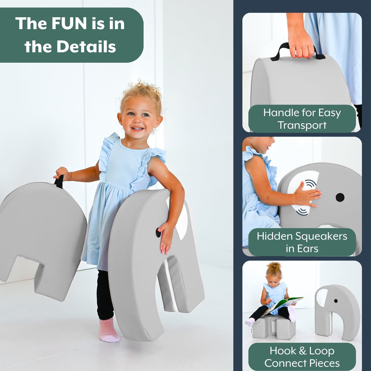 Elephant Foam Toddler Seat with Detachable Head, view 3