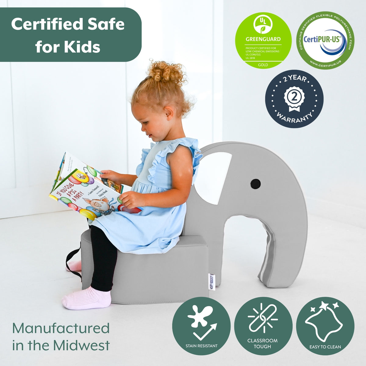 Elephant Foam Toddler Seat with Detachable Head, view 4