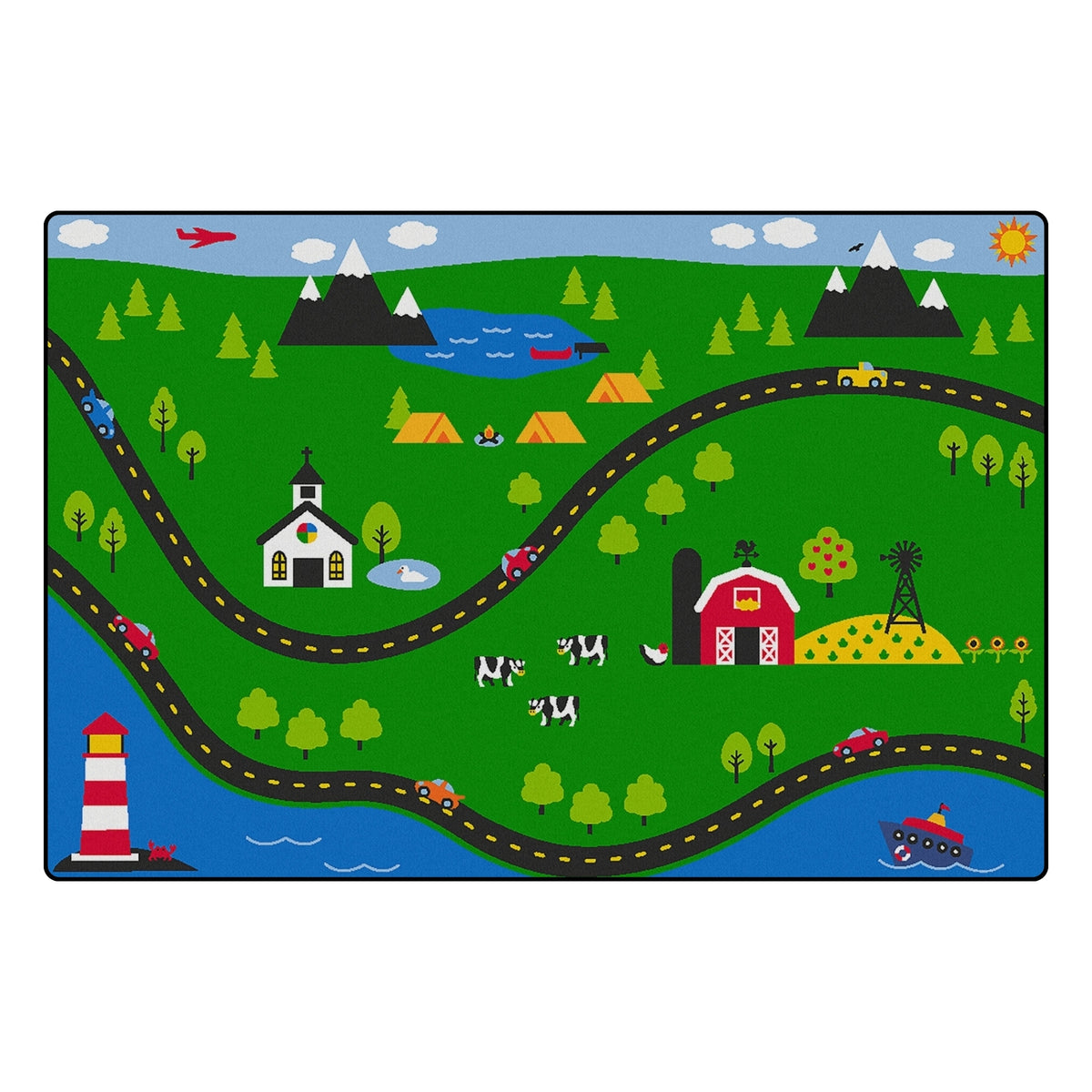 Sunday Drive Road Play Rug, 4' x 6'